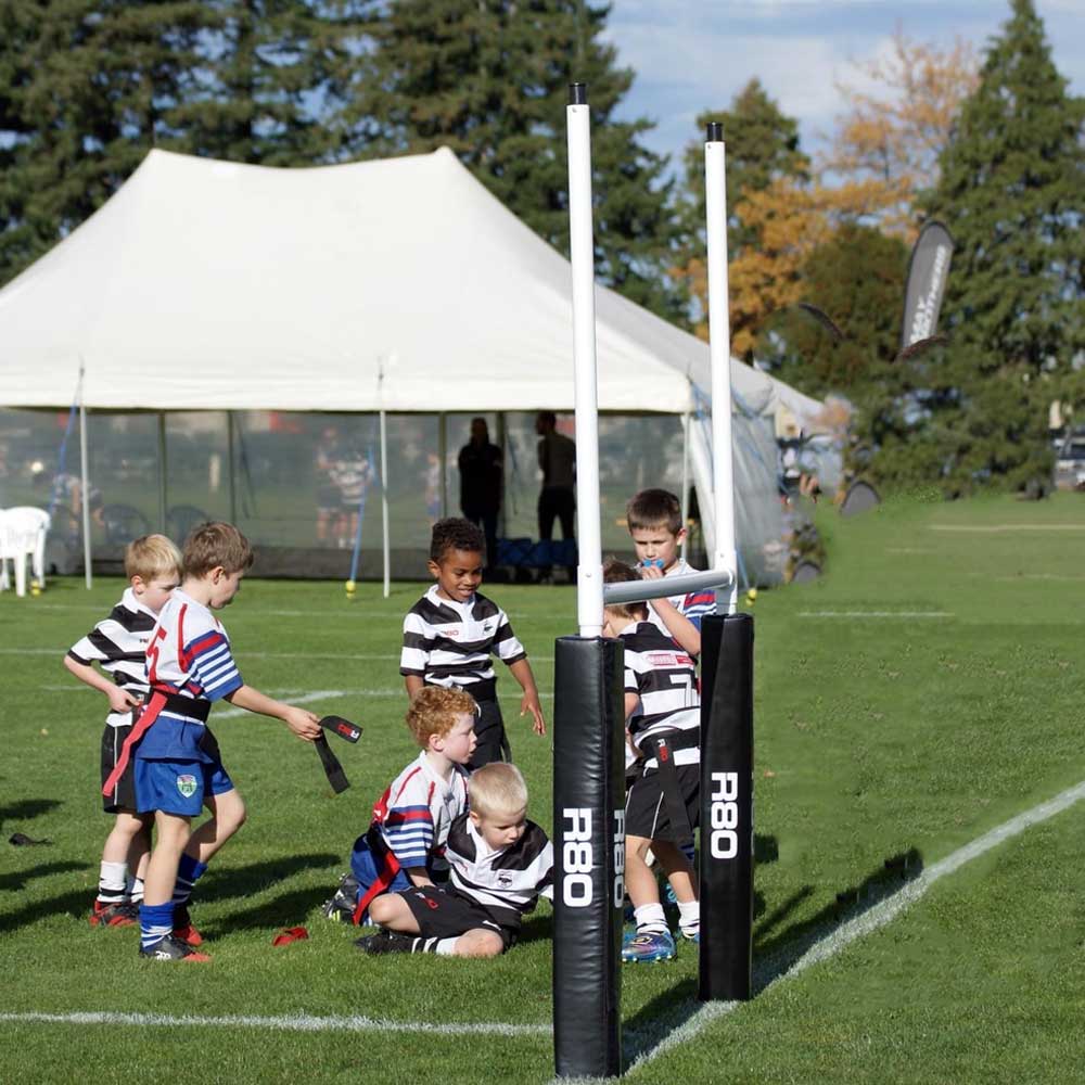 R80 Junior Portable Rugby Goal Posts with Pads -