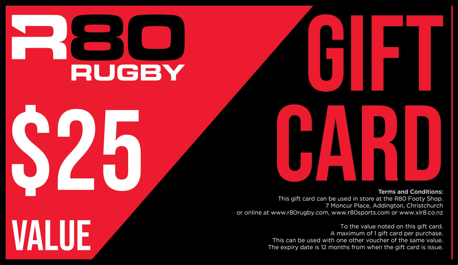 R80 Rugby Gift Card - $10.00 NZD