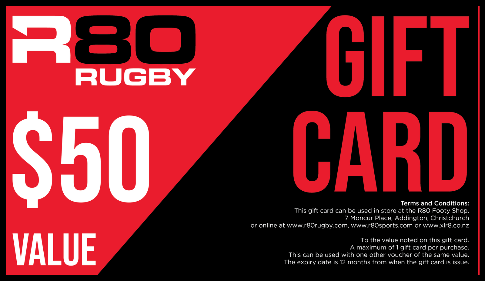 R80 Rugby Gift Card - $10.00 NZD