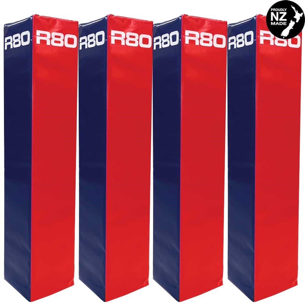 R80 Club Coloured Rugby Goal Post Protector Pads - Red & Navy Blue