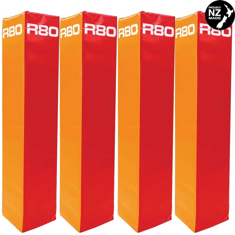 R80 Club Coloured Rugby Goal Post Protector Pads - Red & Orange