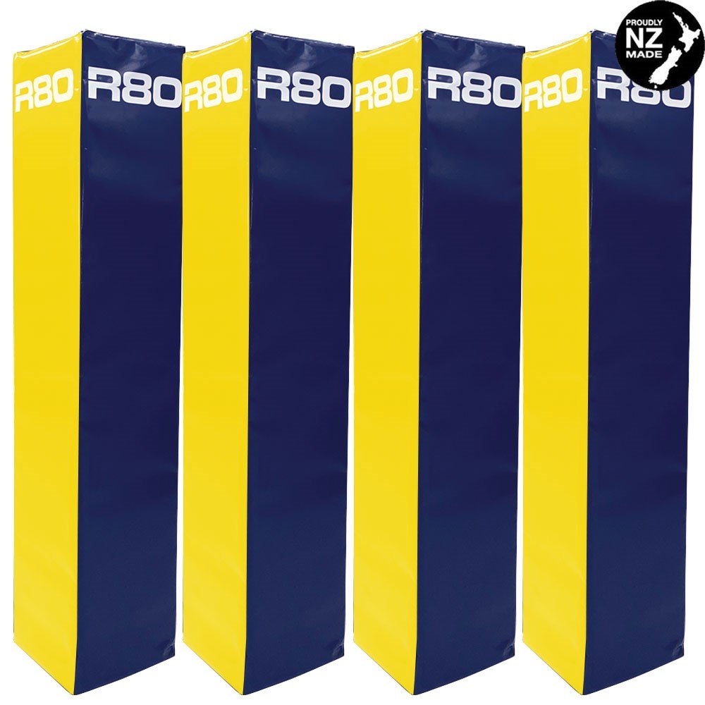 R80 Club Coloured Rugby Goal Post Protector Pads - Yellow & Navy Blue