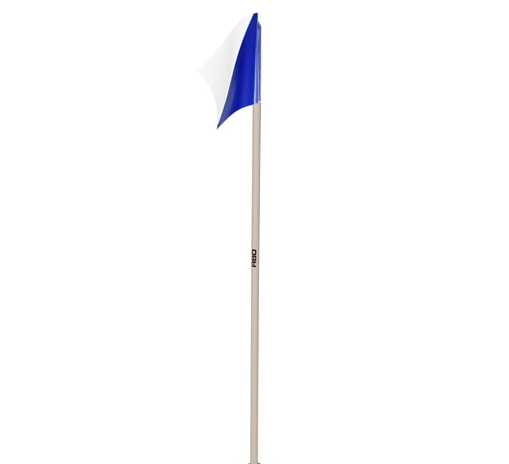 Sideline Pole with Club Colours Flag - White / Navy Blue