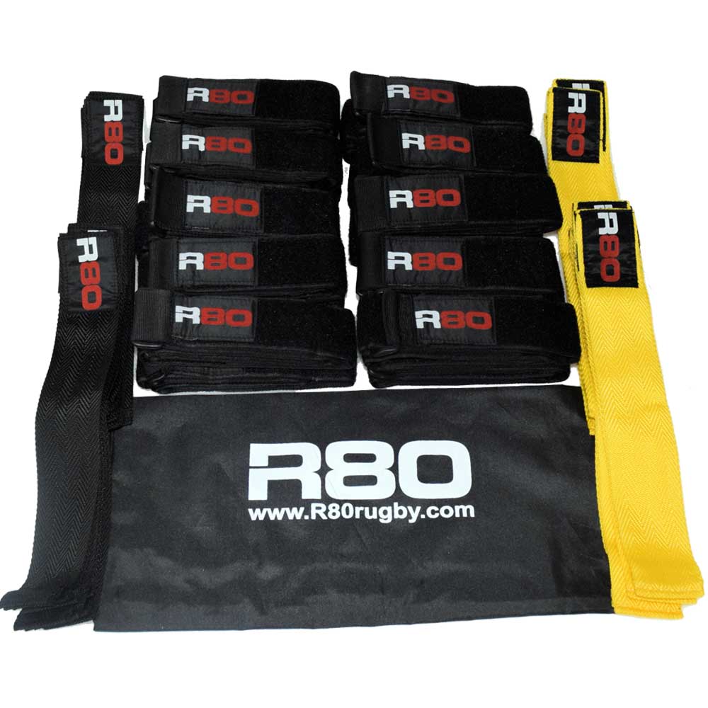 R80 Junior Rippa Rugby Sets for 20 Players - Black / Yellow