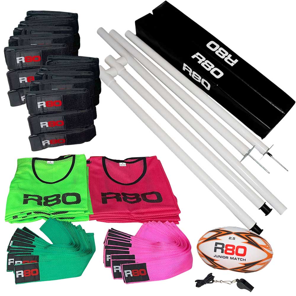 R80 Junior Rippa Team Sets with Posts & Corner Poles - Green / PinkJunior 115cm suits 4 to 10 year oldsJunior - 4 to 8 years