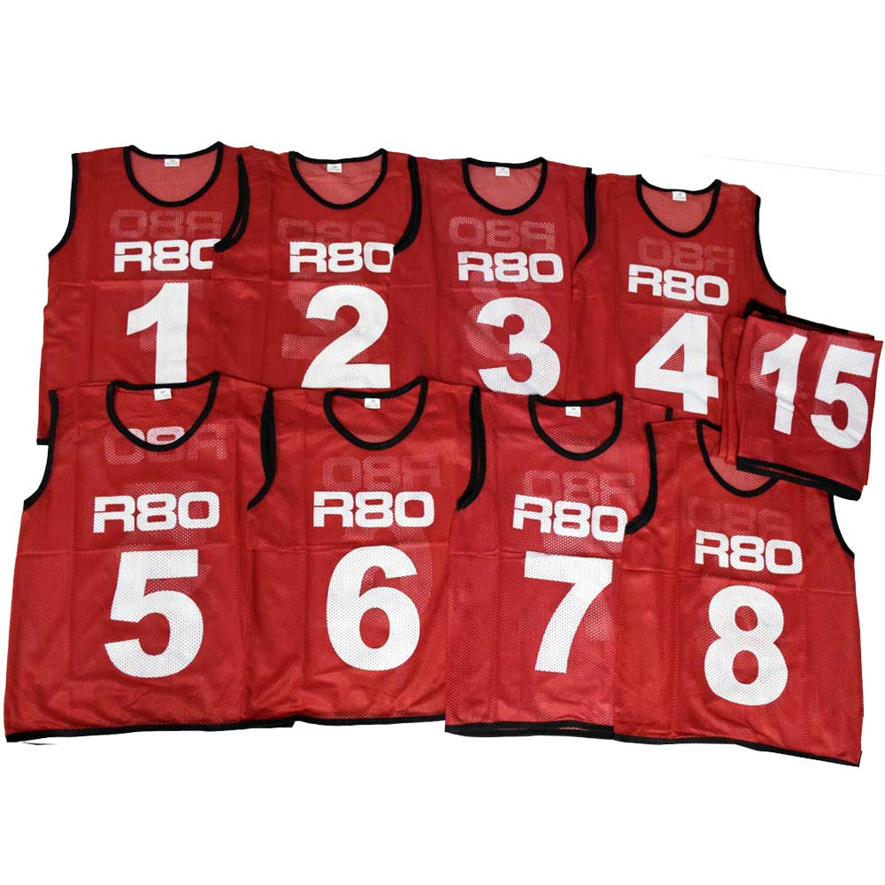 1 - 25 Numbered Training Bib Sets - SmallRed