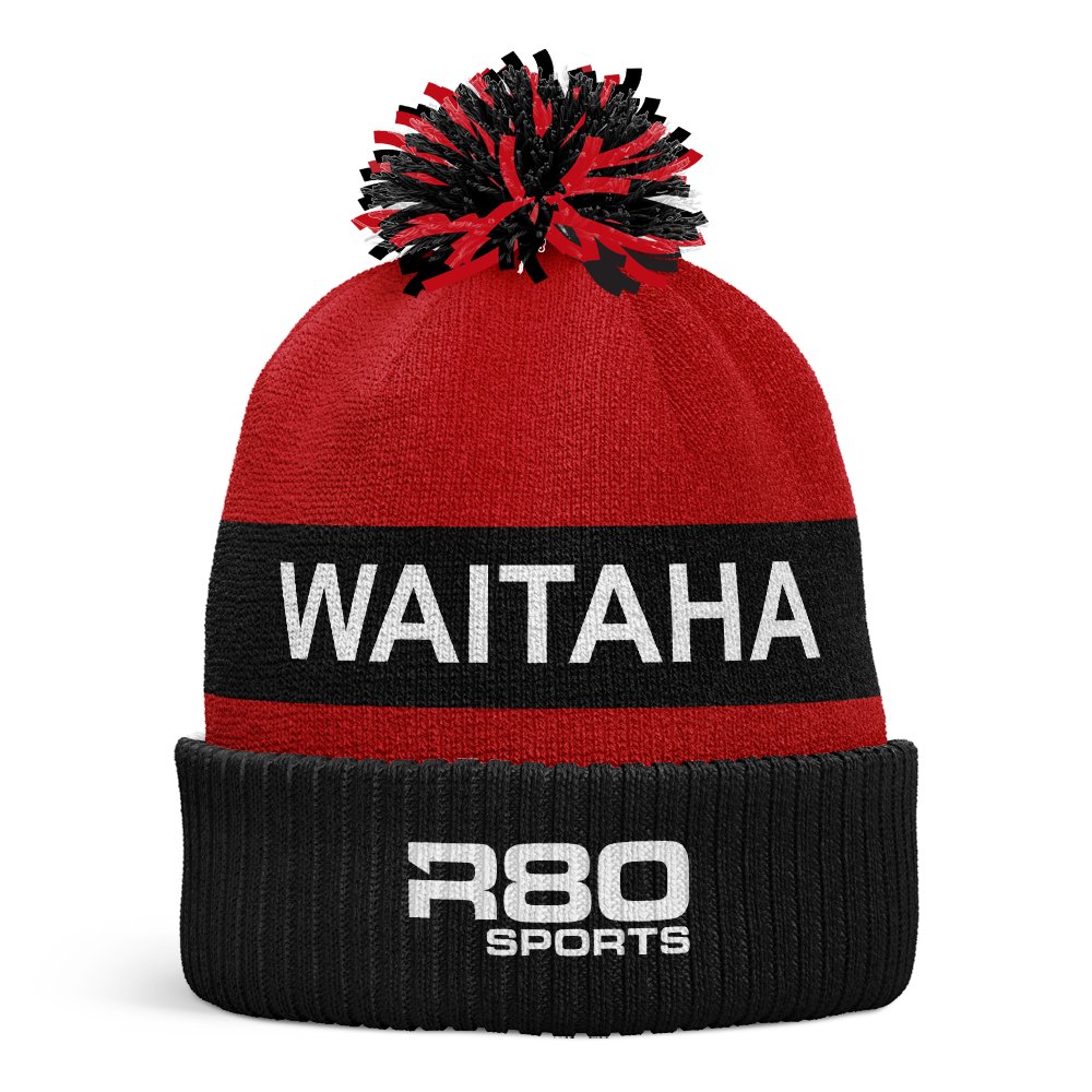 Waitaha Māori Rugby Pom Pom Beanie - OSFA