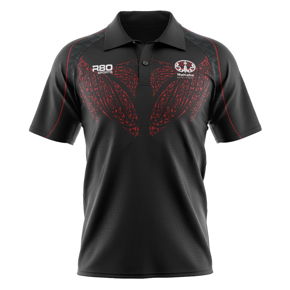 Waitaha Māori Rugby - Sublimated Polo Shirt - R80 Rugby