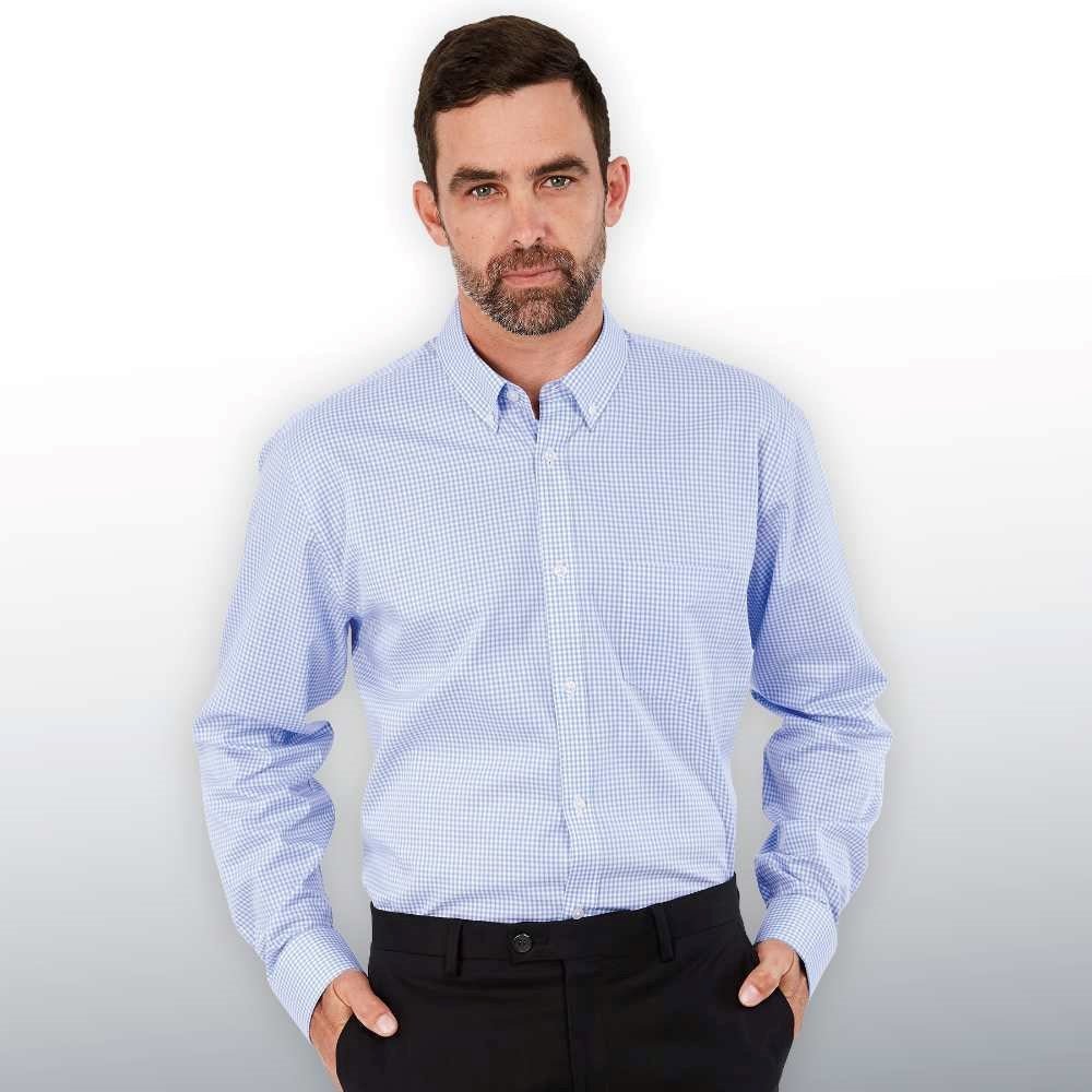 Barkers Hudson Check Shirt – Mens - sky blue/whiteS