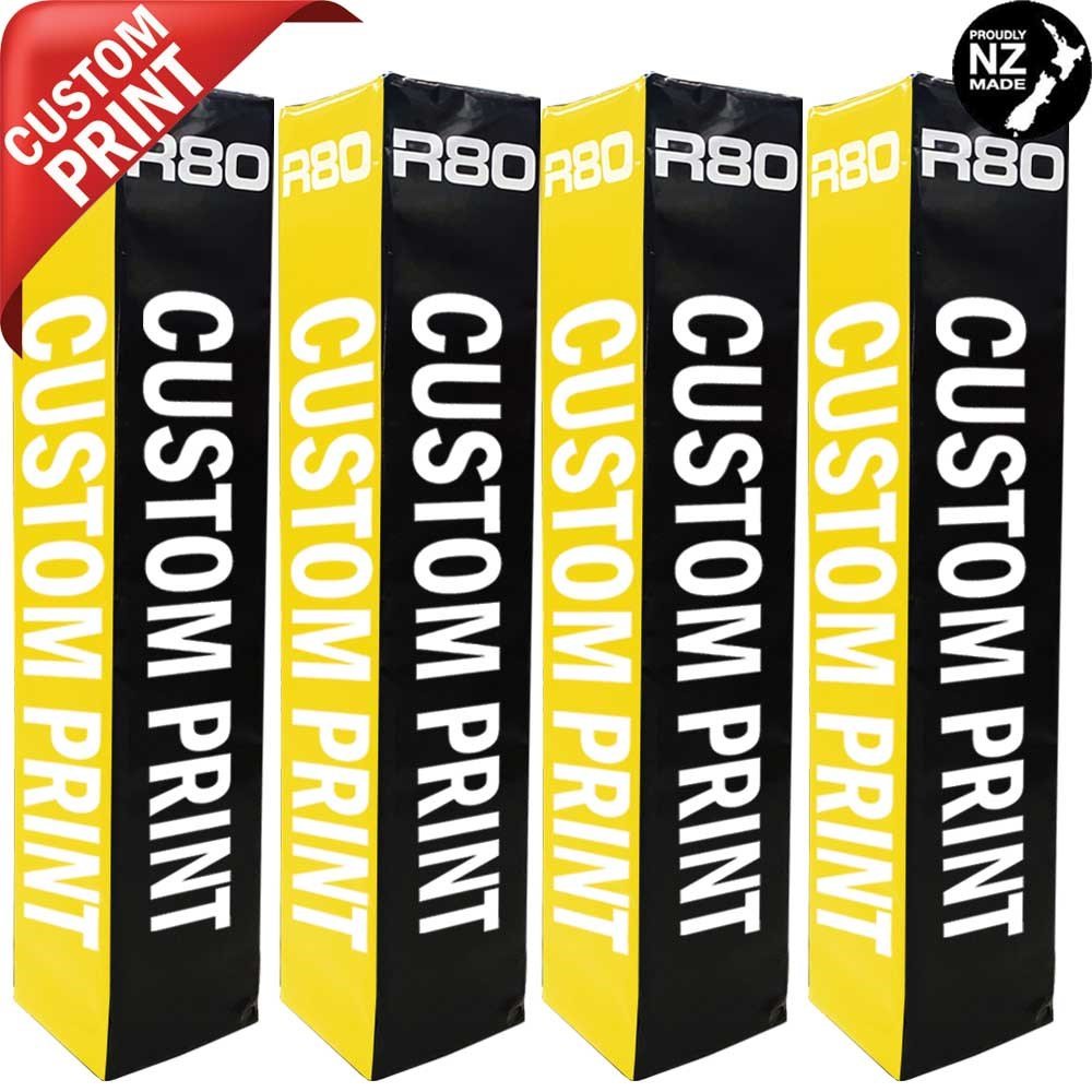 Custom Printed Senior Goal Post Pad Covers - Club Colours Set of 4 - Black &amp; Yellow