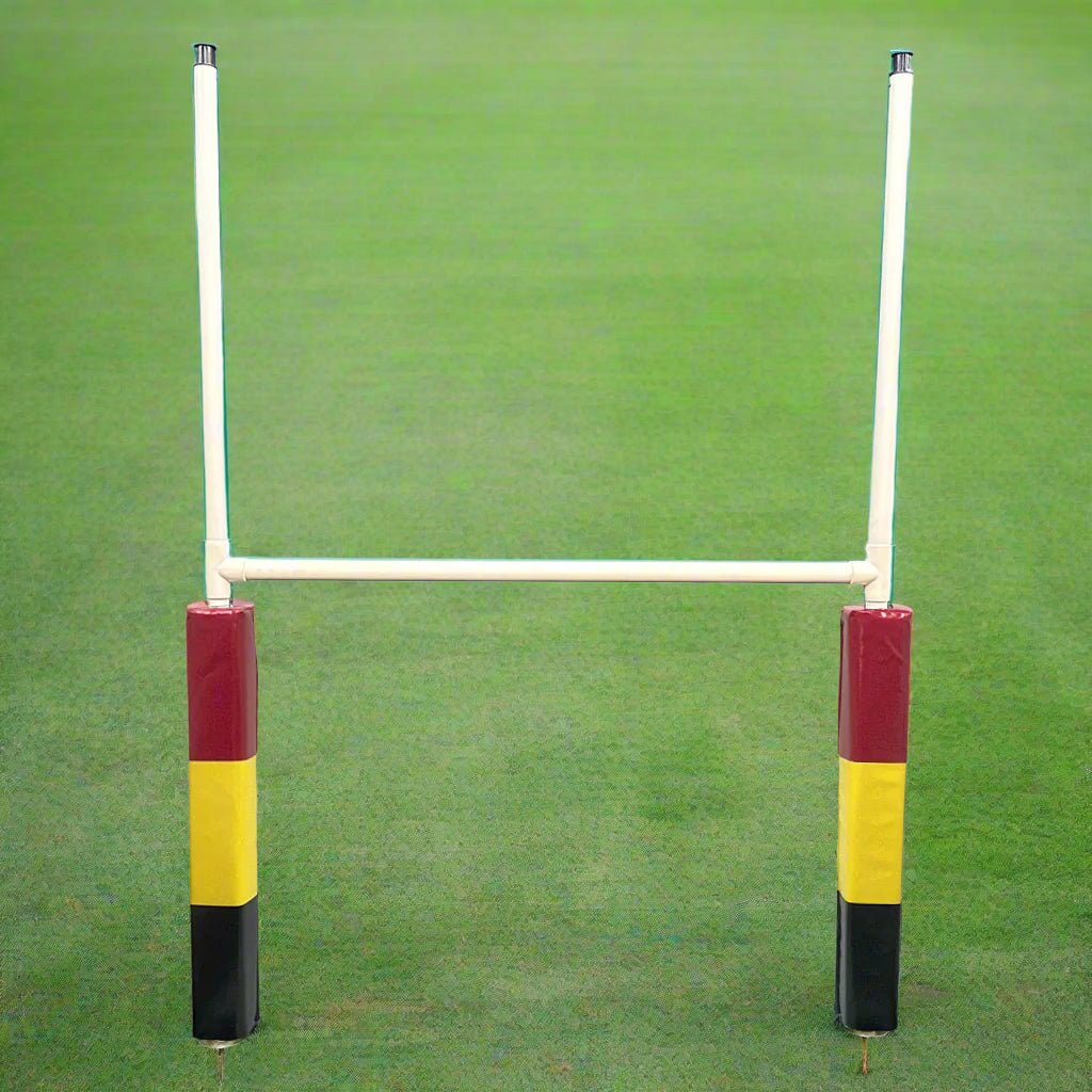 R80 Junior Portable Rugby Goal Posts with Branded Pads - Full Digital Colour Printing