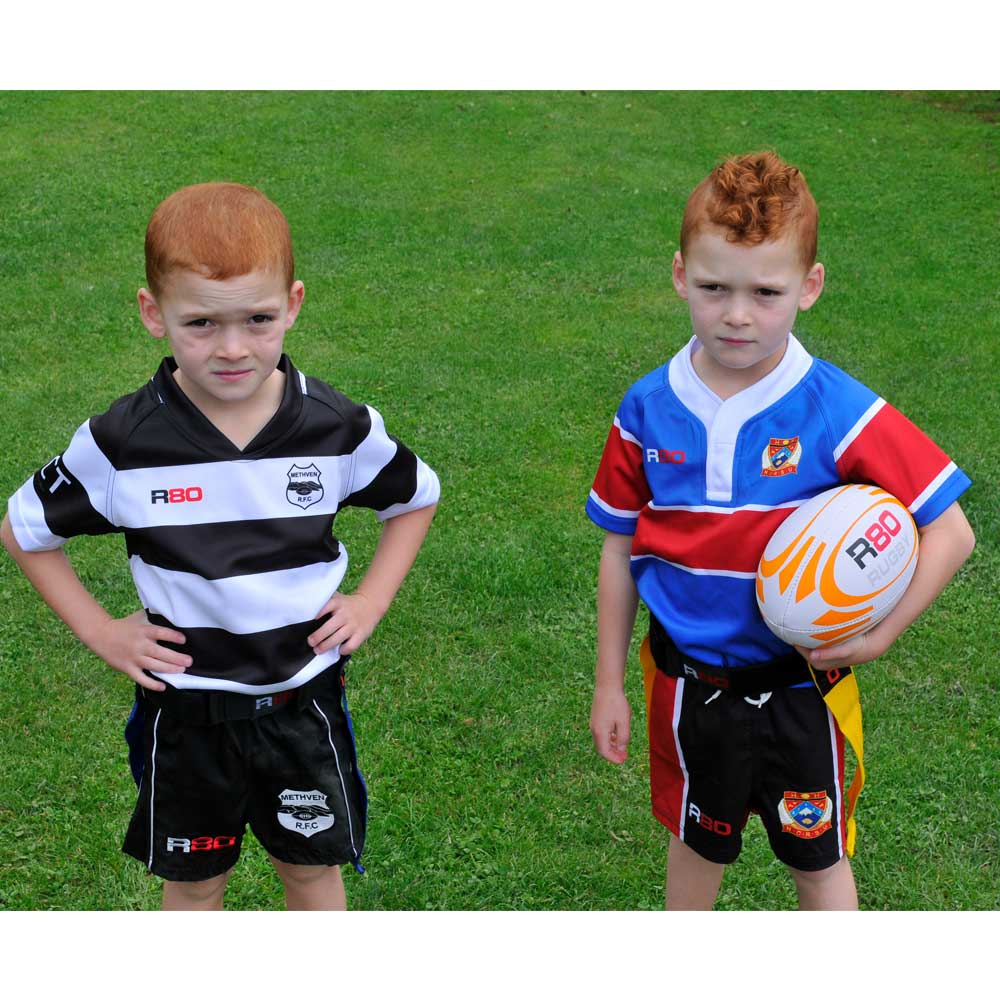 R80 Junior Rippa Rugby Game Sets - 10 Player Teams - Green & Red