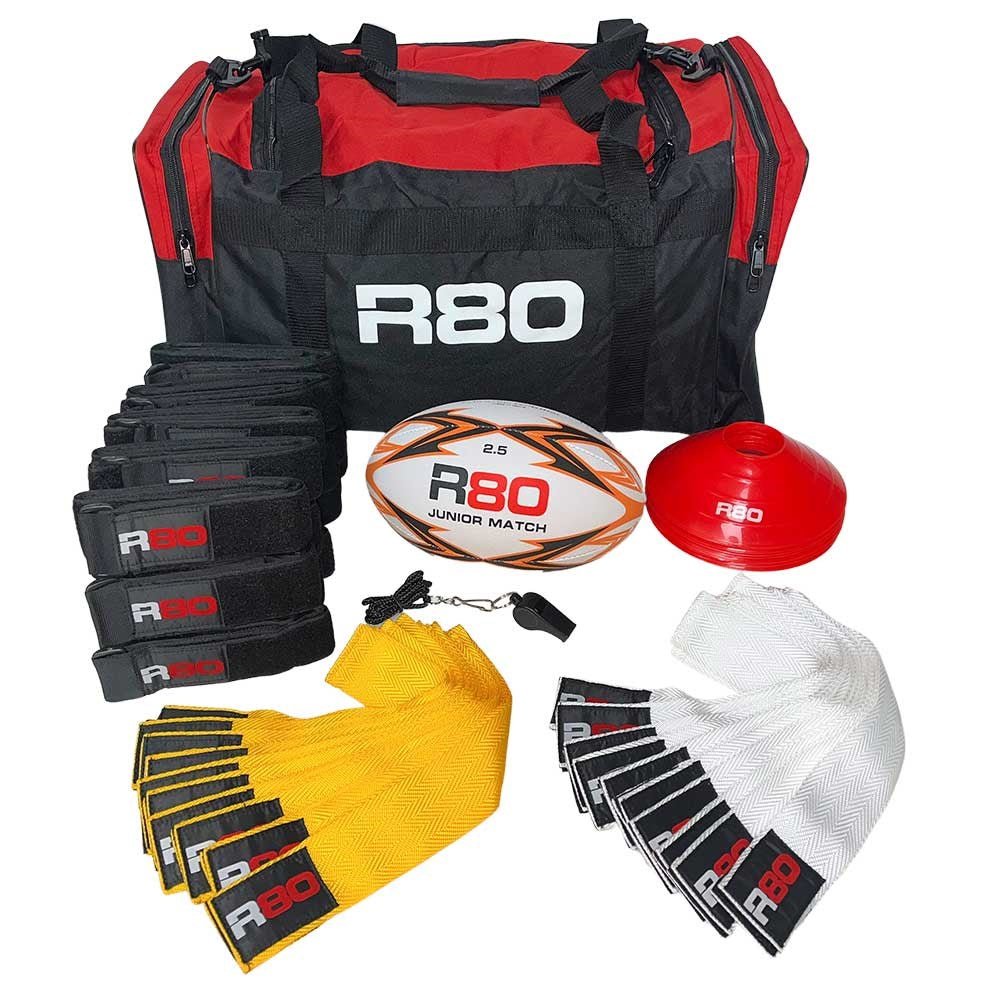 R80 Junior Rippa Rugby Game Sets - 15 Player Teams - White & Yellow