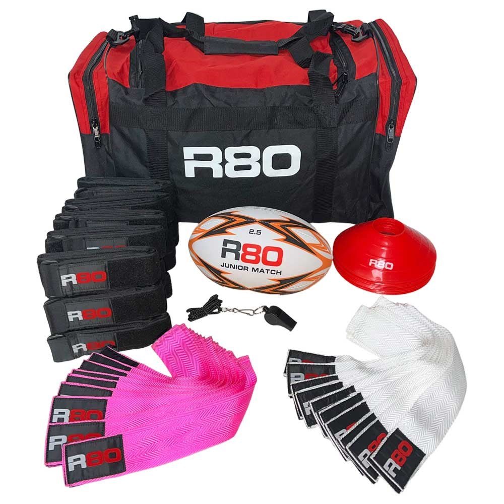 R80 Junior Rippa Rugby Game Sets - 15 Player Teams - White & Pink