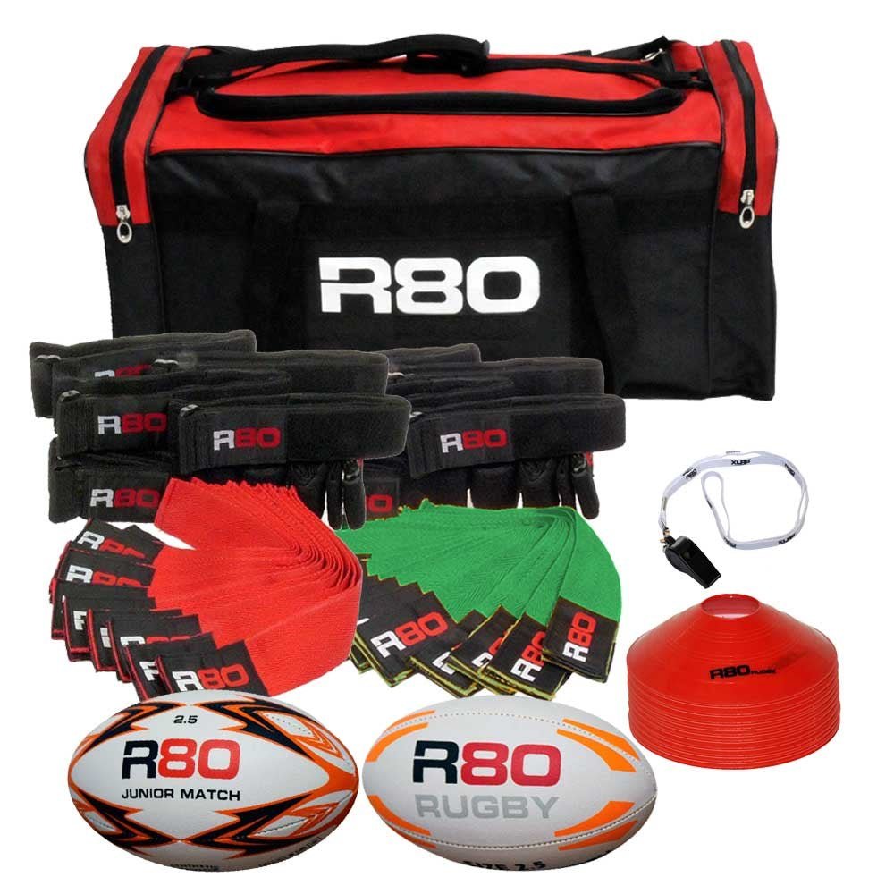 R80 Junior Rippa Rugby Game Sets - 15 Player Teams - Blue & Green
