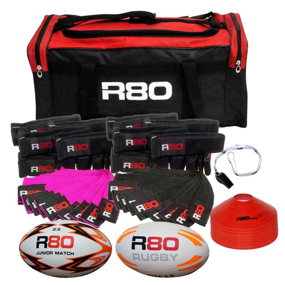 R80 Junior Rippa Rugby Game Sets - 15 Player Teams - Blue & Green