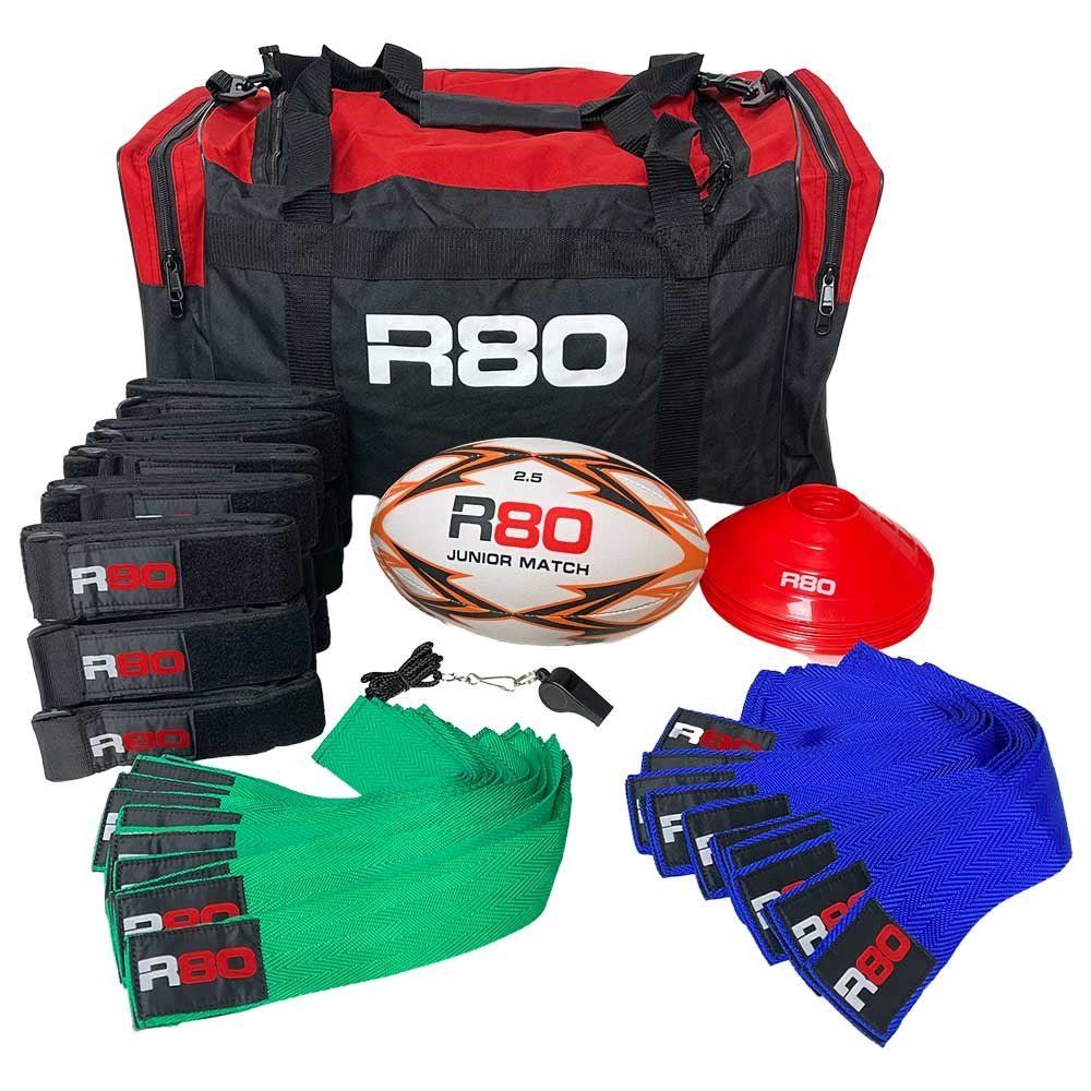 R80 Junior Rippa Rugby Game Sets - 15 Player Teams - Blue &amp; Green
