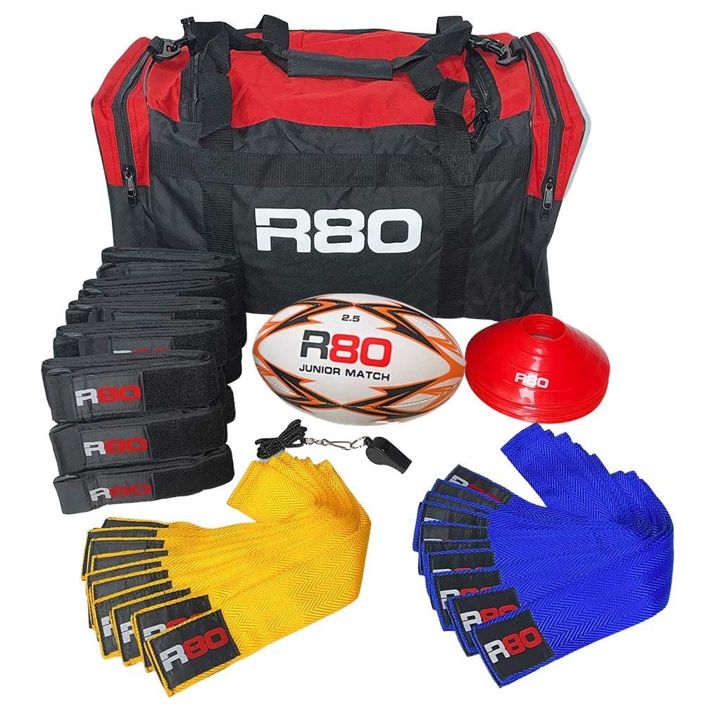 R80 Junior Rippa Rugby Game Sets - 15 Player Teams - Blue & Yellow