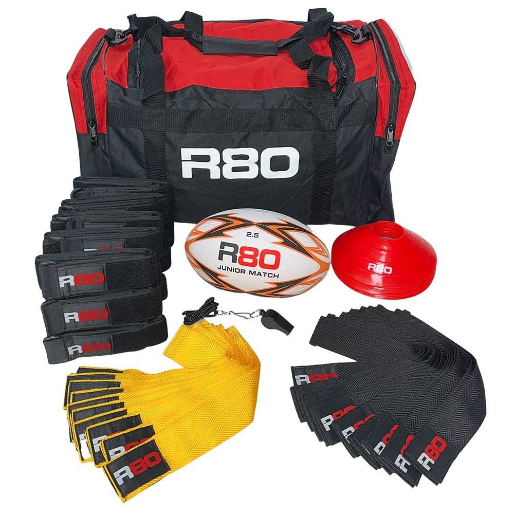 R80 Junior Rippa Rugby Game Sets - 15 Player Teams - Black & Yellow