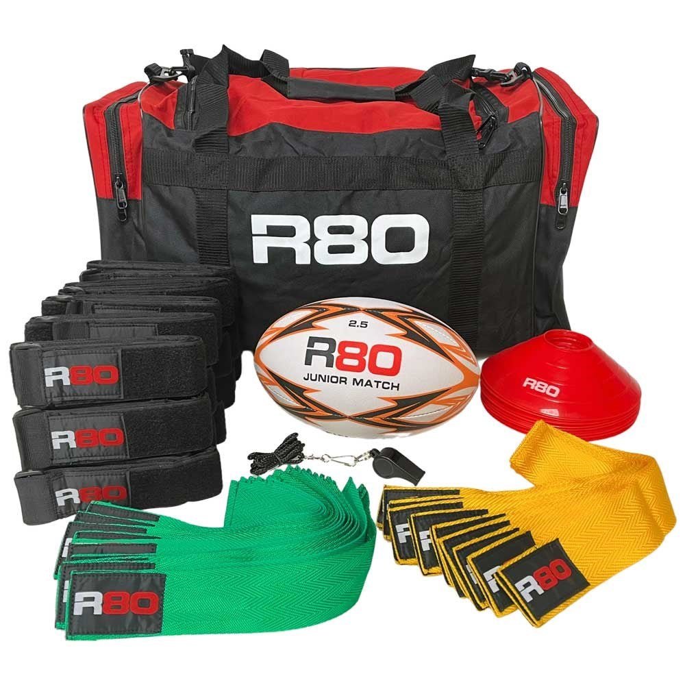 R80 Junior Rippa Rugby Game Sets - 15 Player Teams - Green & Yellow