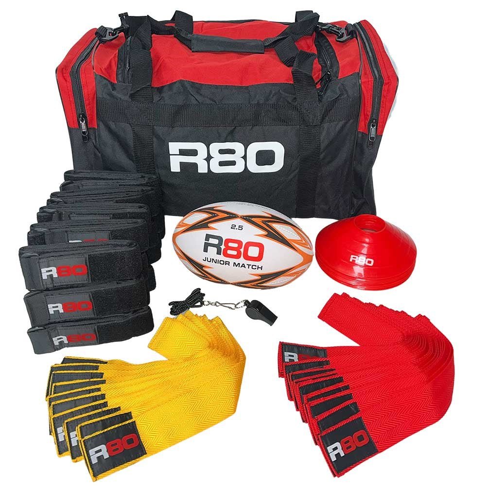 R80 Junior Rippa Rugby Game Sets - 15 Player Teams - Red &amp; Yellow