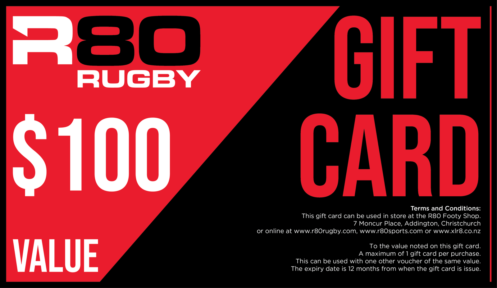 R80 Rugby Gift Card - $10.00 NZD