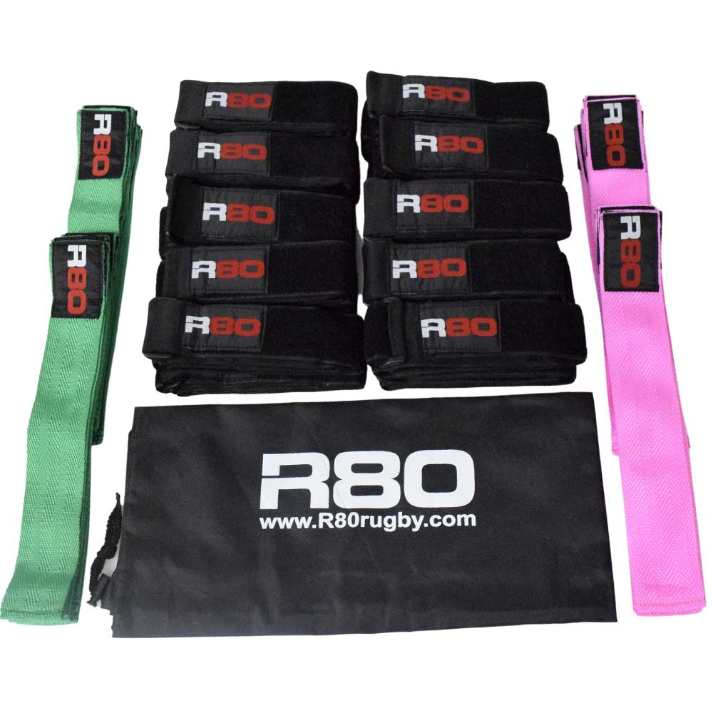 Adult Tag Rugby Sets for 20 Players - Green/Pink