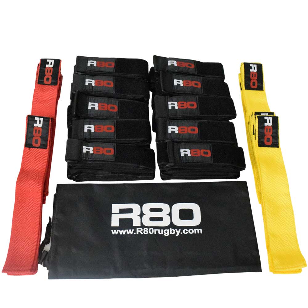Adult Tag Rugby Sets for 20 Players - Red/Yellow