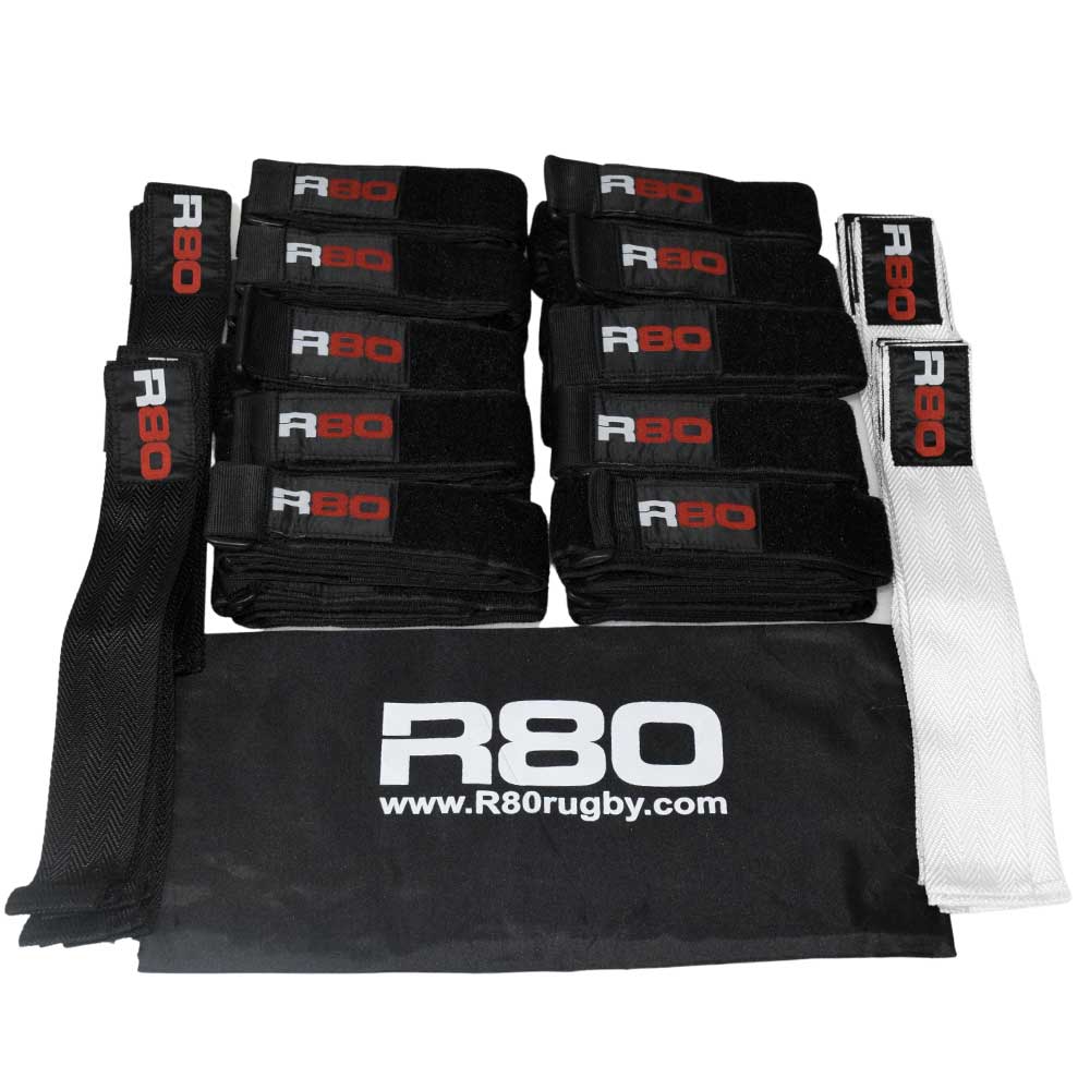 Adult Tag Rugby Sets for 20 Players - Black/White