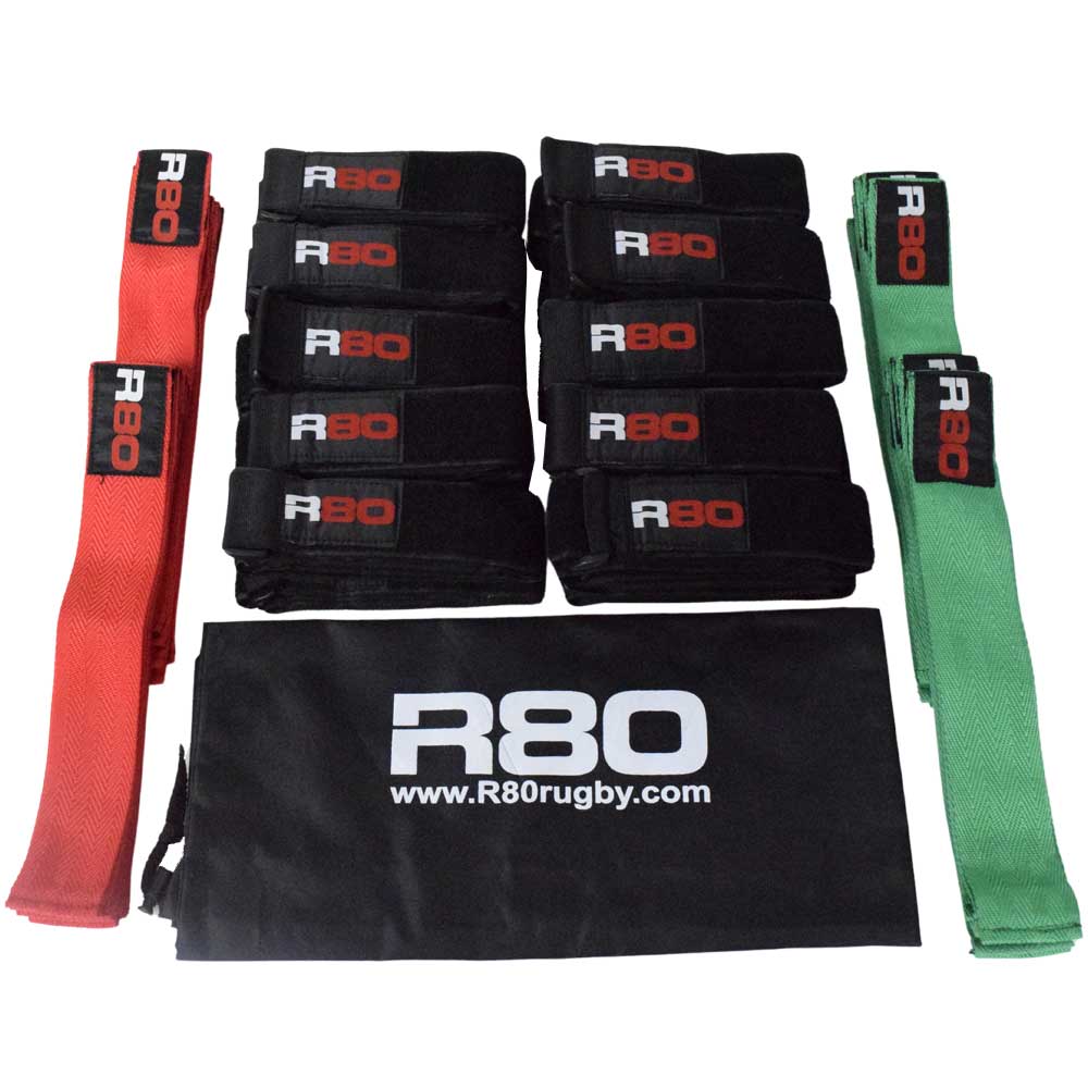Adult Tag Rugby Sets for 20 Players - Red/Green
