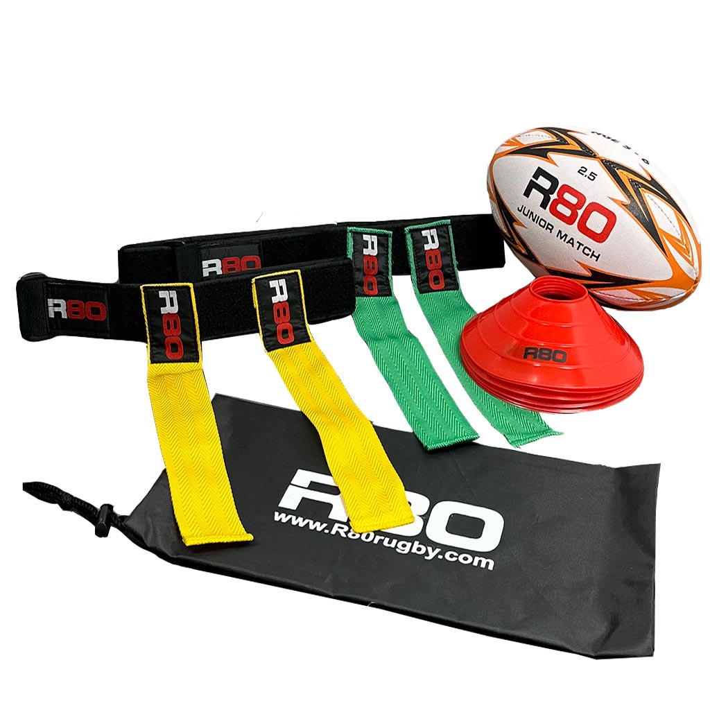 Back Yard Rippa Footy Pack - Kids - 115cm belts suits age 3 - 10 / Junior Rugby Ball