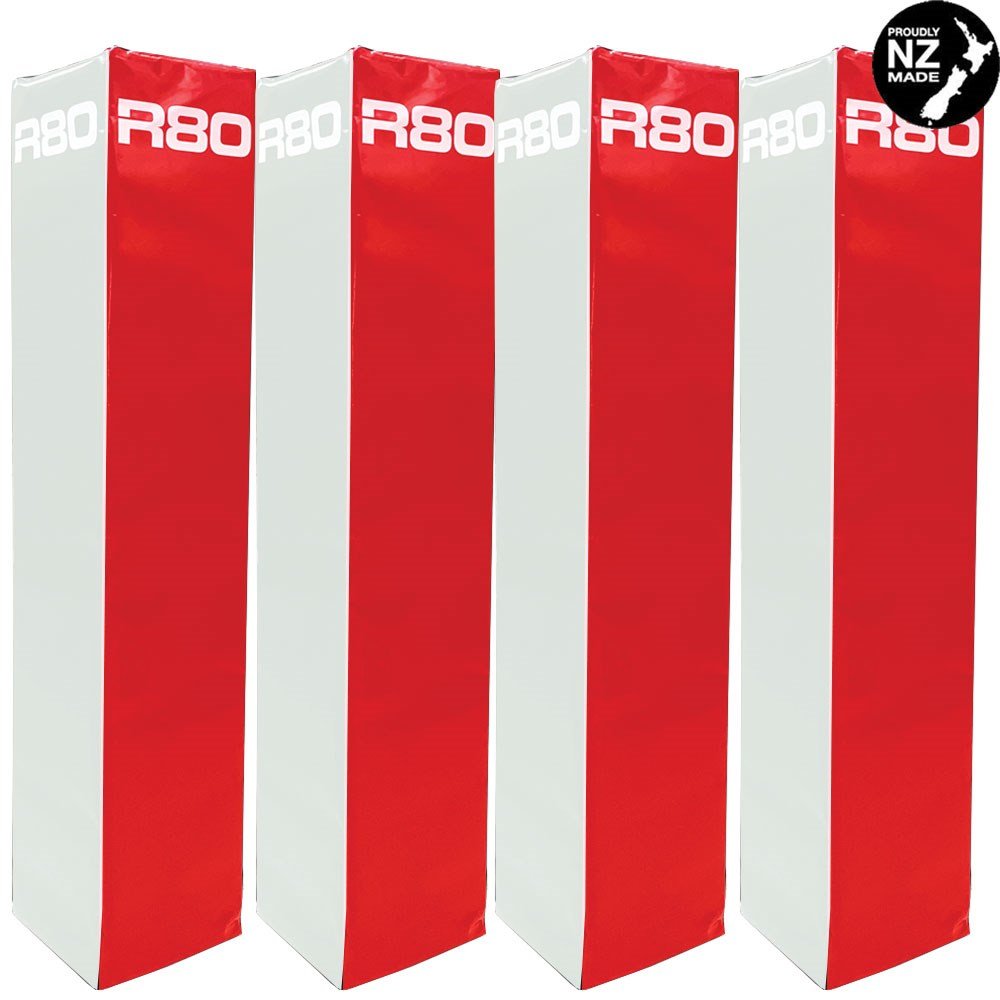 R80 Club Coloured Rugby Goal Post Protector Pads - Red &amp; White