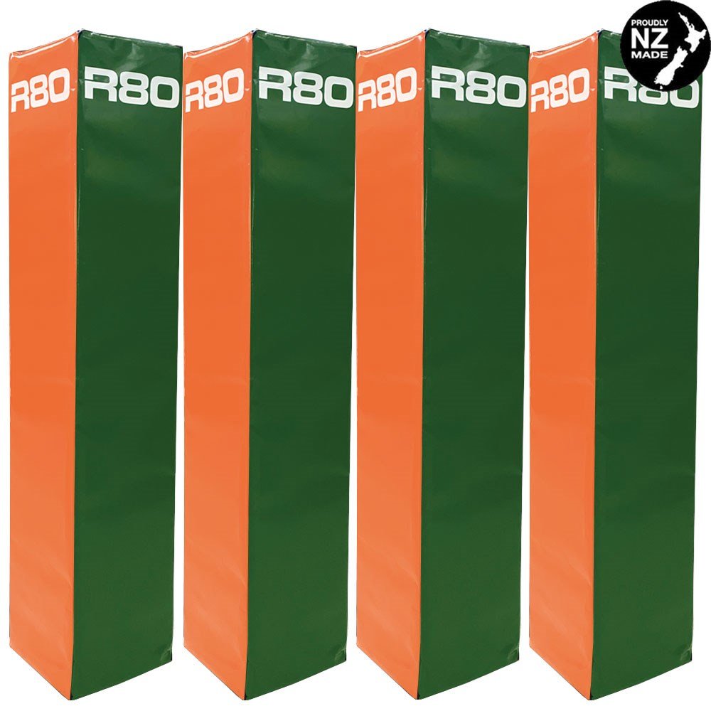 R80 Club Coloured Rugby Goal Post Protector Pads - Green & Orange