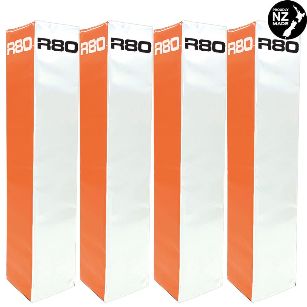 R80 Club Coloured Rugby Goal Post Protector Pads - White &amp; Orange