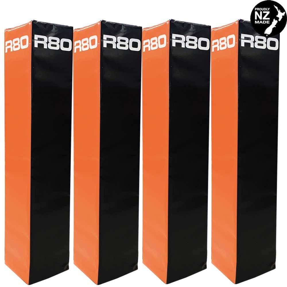 R80 Club Coloured Rugby Goal Post Protector Pads - Black &amp; Orange