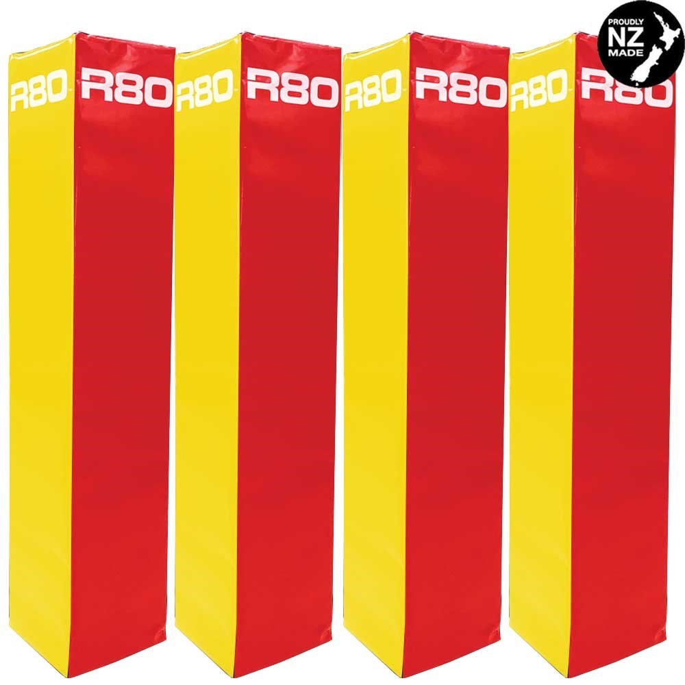 R80 Club Coloured Rugby Goal Post Protector Pads - Red & Yellow