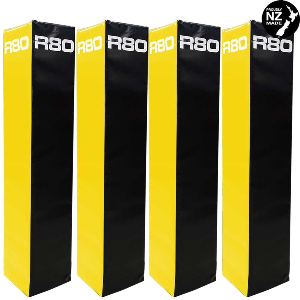 R80 Club Coloured Rugby Goal Post Protector Pads - Black & Yellow