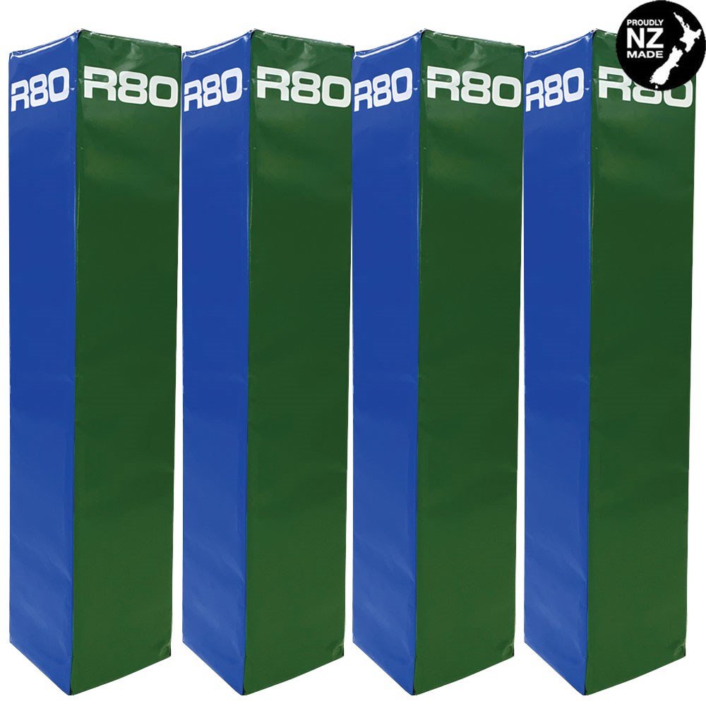 R80 Club Coloured Rugby Goal Post Protector Pads - Royal Blue &amp; Green