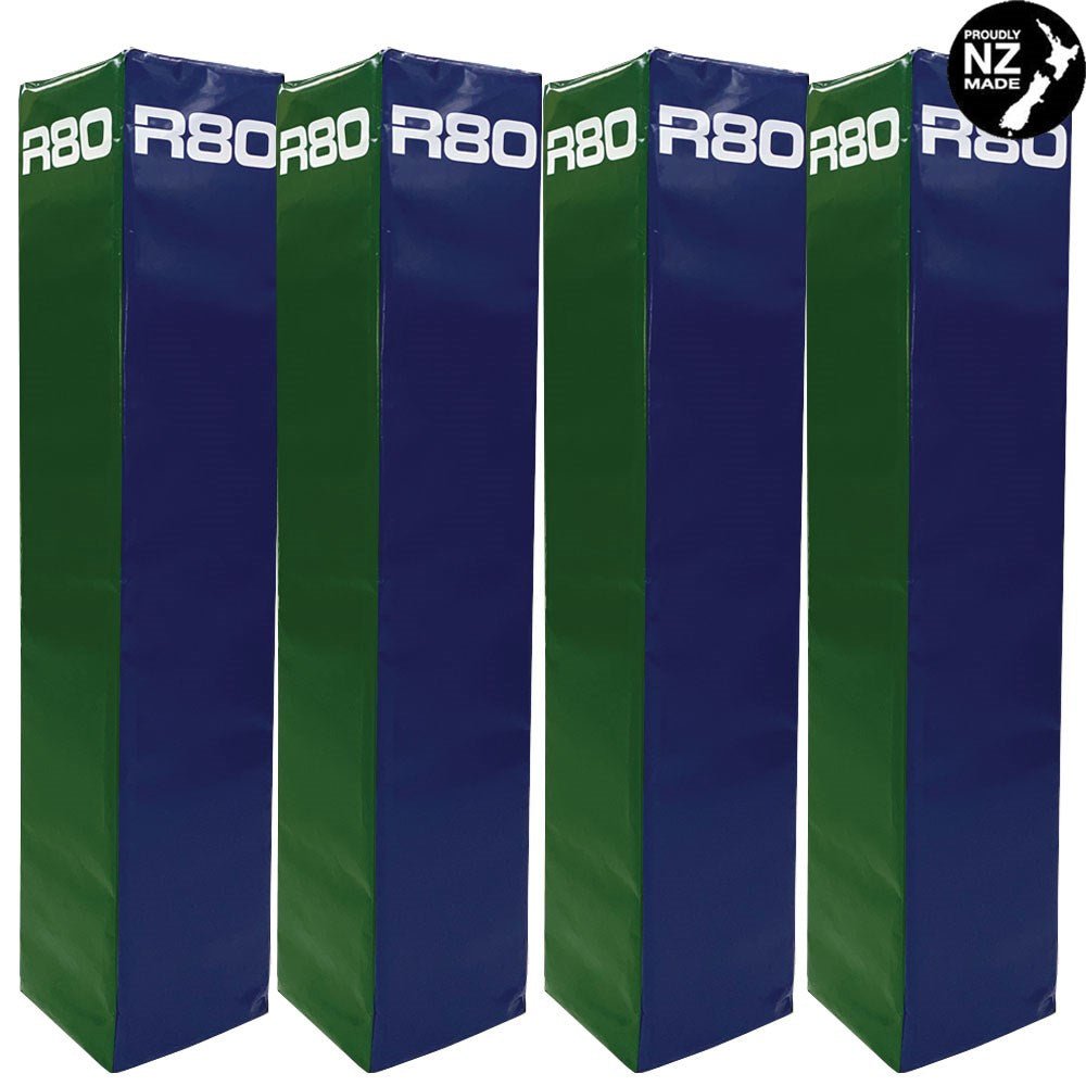 R80 Club Coloured Rugby Goal Post Protector Pads - Green &amp; Navy Blue