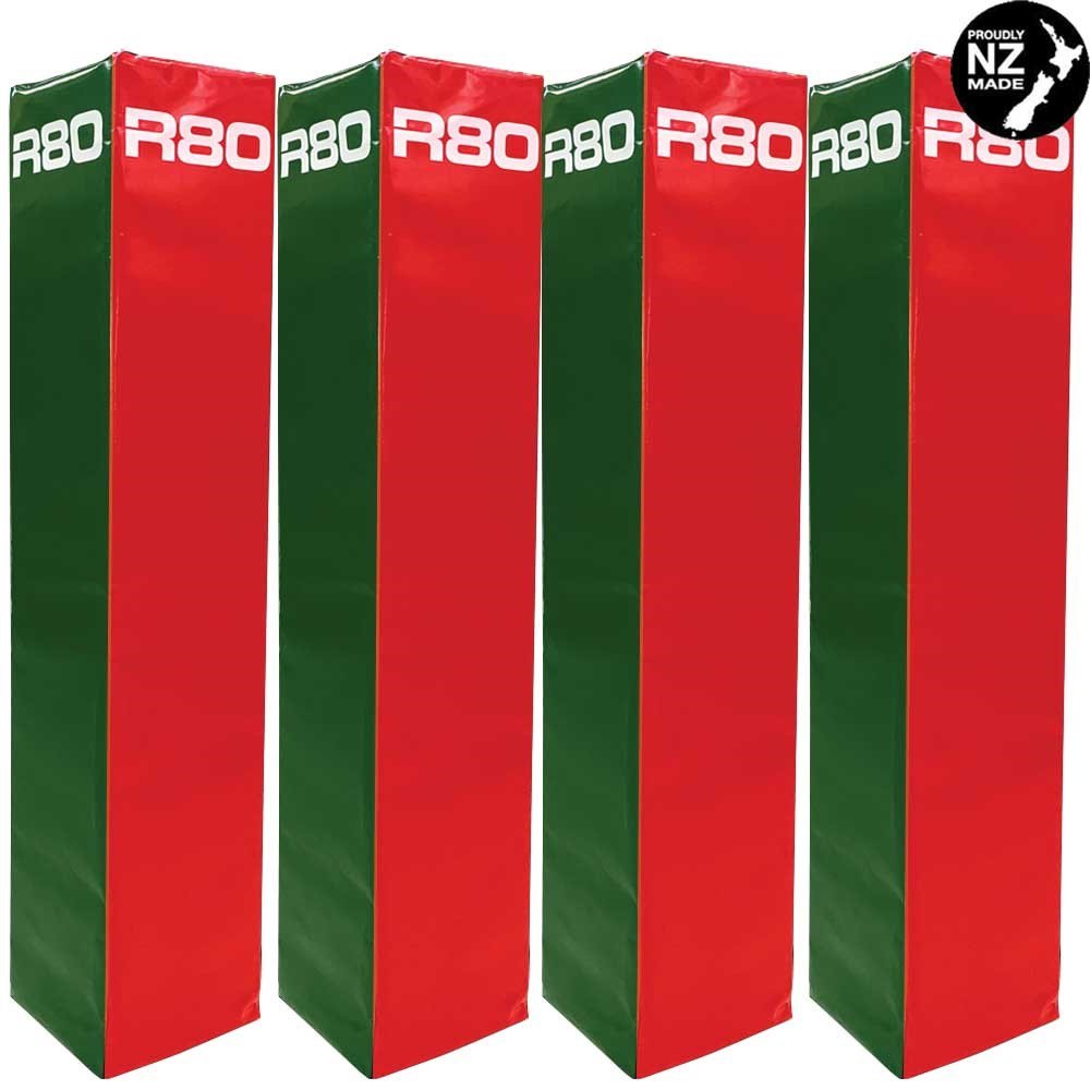 R80 Club Coloured Rugby Goal Post Protector Pads - Red &amp; Green
