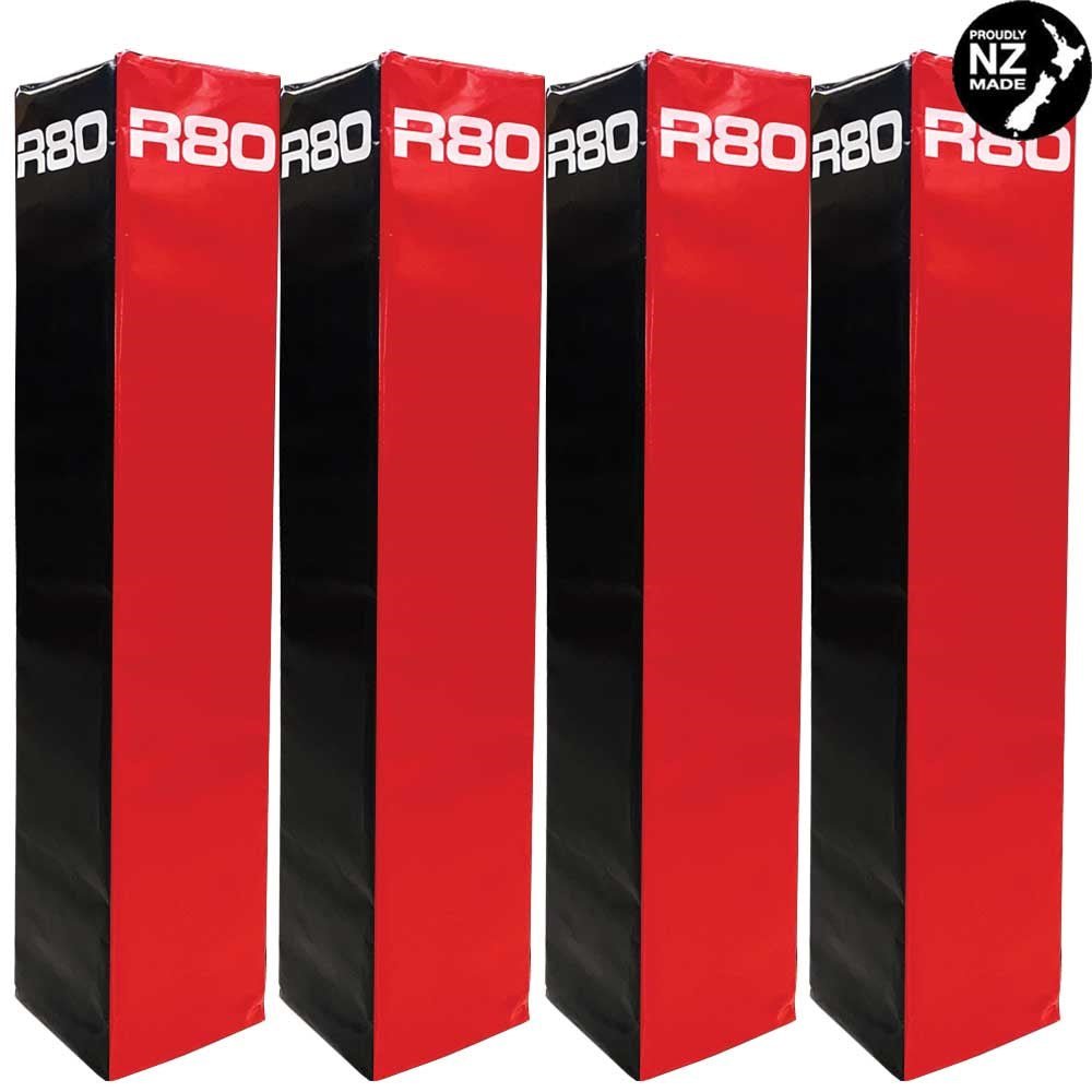 R80 Club Coloured Rugby Goal Post Protector Pads - Red &amp; Black