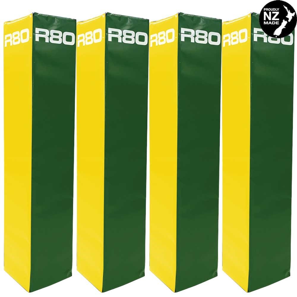 R80 Club Coloured Rugby Goal Post Protector Pads - Green & Yellow
