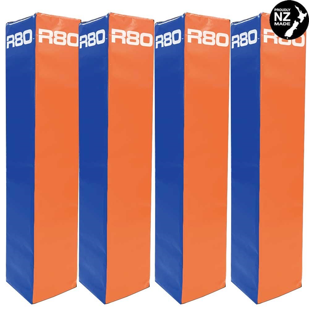 R80 Club Coloured Rugby Goal Post Protector Pads - Royal Blue &amp; Orange