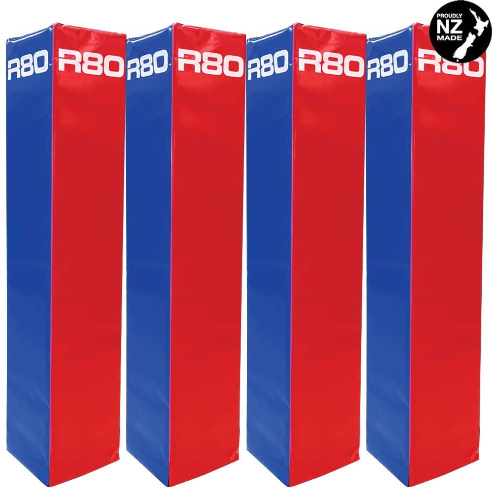 R80 Club Coloured Rugby Goal Post Protector Pads - Royal Blue &amp; Red