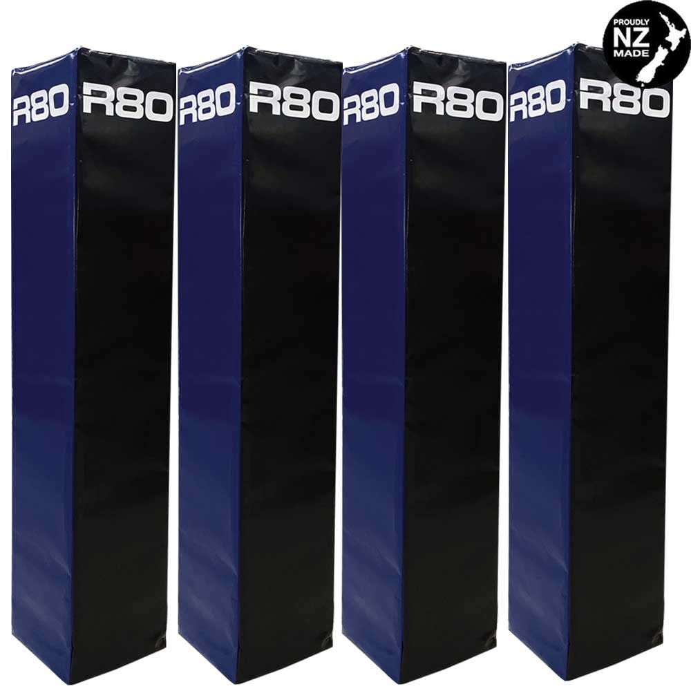 R80 Club Coloured Rugby Goal Post Protector Pads - Black &amp; Navy Blue