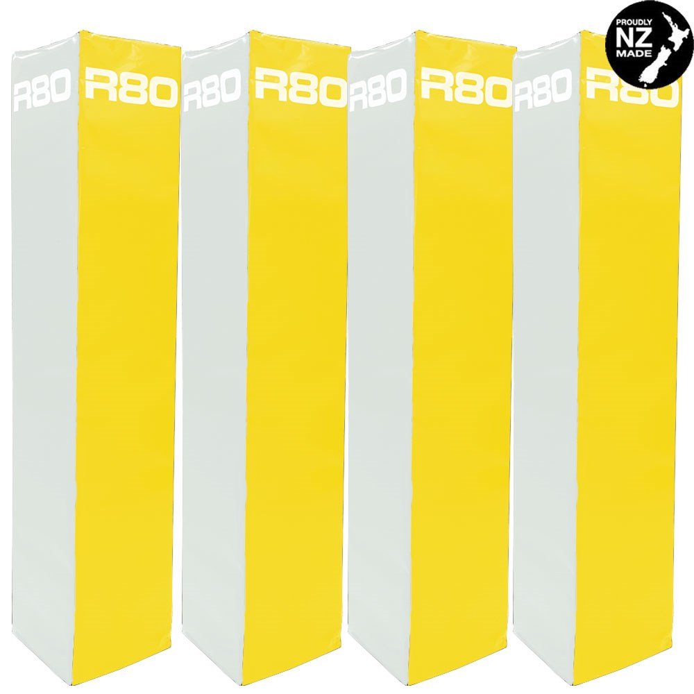 R80 Club Coloured Rugby Goal Post Protector Pads - Yellow &amp; White