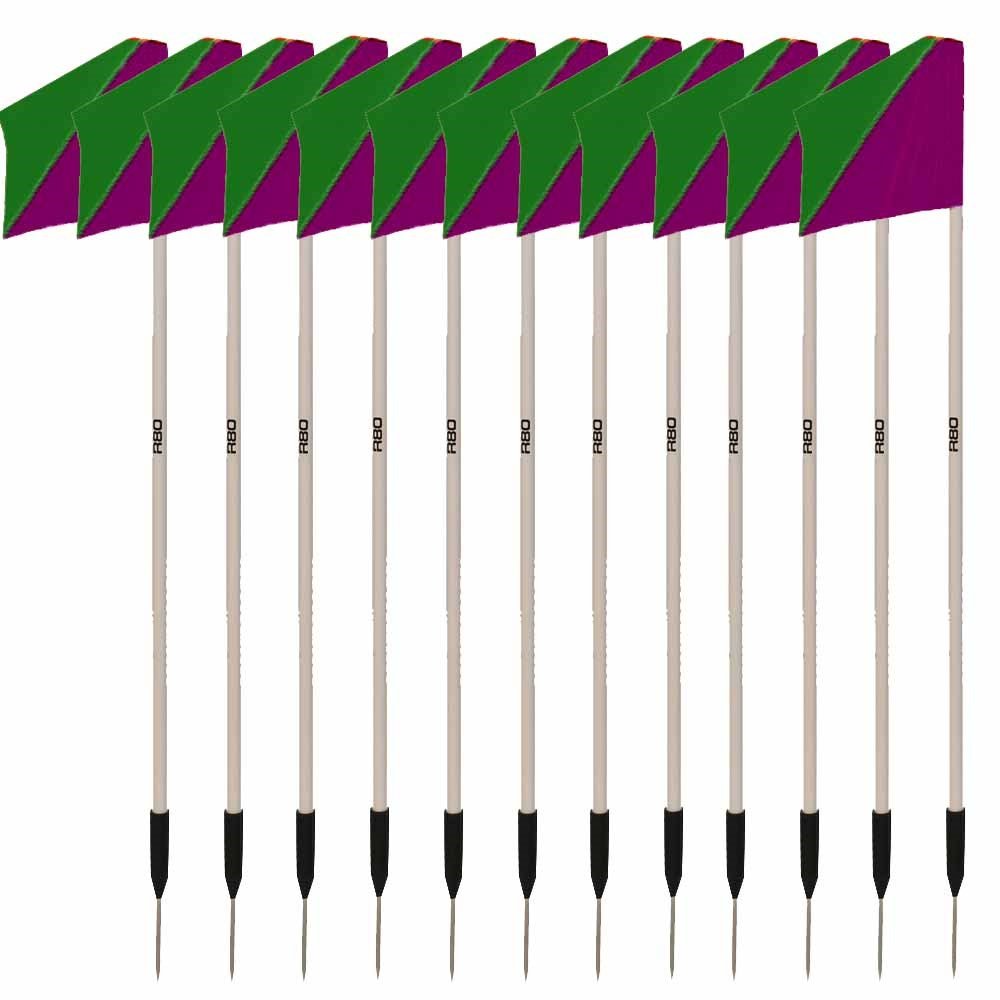 Sideline Pole with Club Colours Flag Sets - Green / OrangeSet of 14