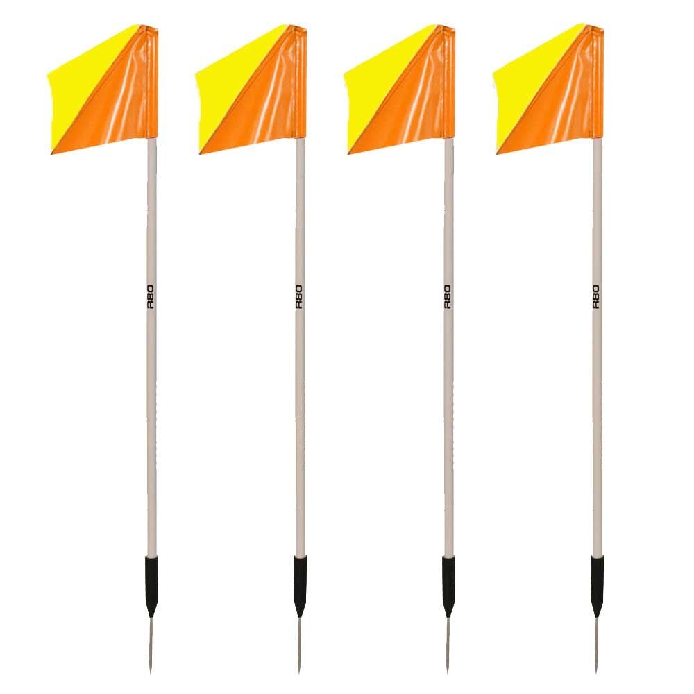 Sideline Pole with Club Colours Flag Sets - Yellow / OrangeSet of 4