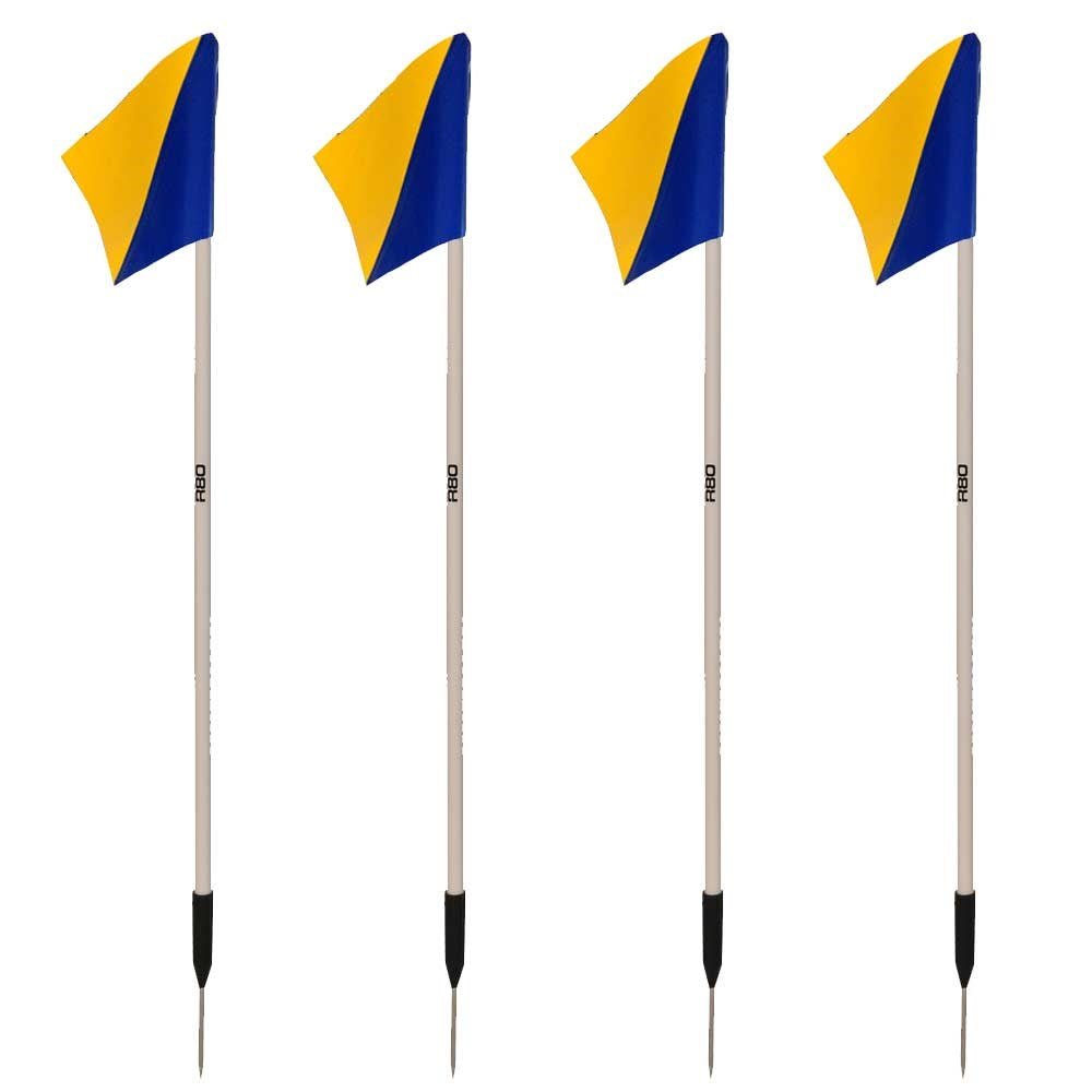 Sideline Pole with Club Colours Flag Sets - Yellow / Navy BlueSet of 4