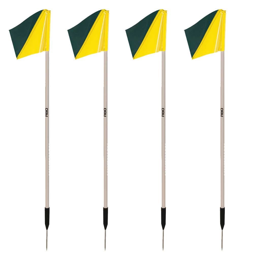 Sideline Pole with Club Colours Flag Sets - Yellow / GreenSet of 4